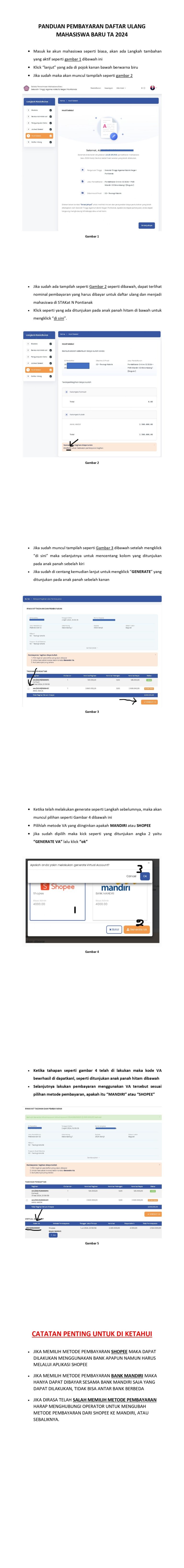 PANDUAN PEMBAYARAN DAFTAR ULANG MAHASISWA BARU SEKOLAH TINGGI AGAMA KATOLIK NEGERI PONTIANAK